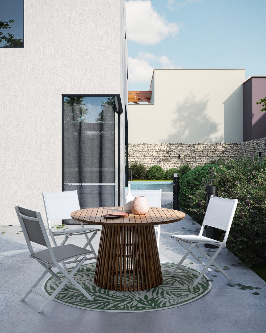 tavolo rotondo rodano in legno di acacia ø 120 cm, facile da pulire e da spostare all’occorrenza