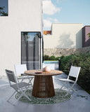 tavolo rotondo rodano in legno di acacia ø 120 cm, facile da pulire e da spostare all’occorrenza