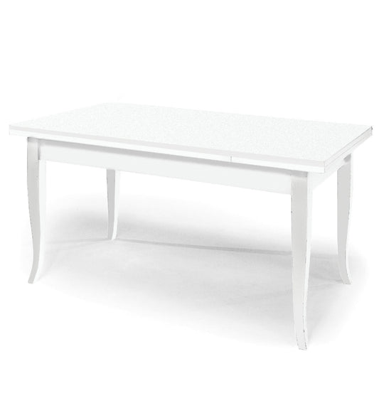 tavolo santa croce in legno bianco allungabile 120×80 cm – 200×80 cm, tavolo elegante adatto a sala da pranzo o cucina