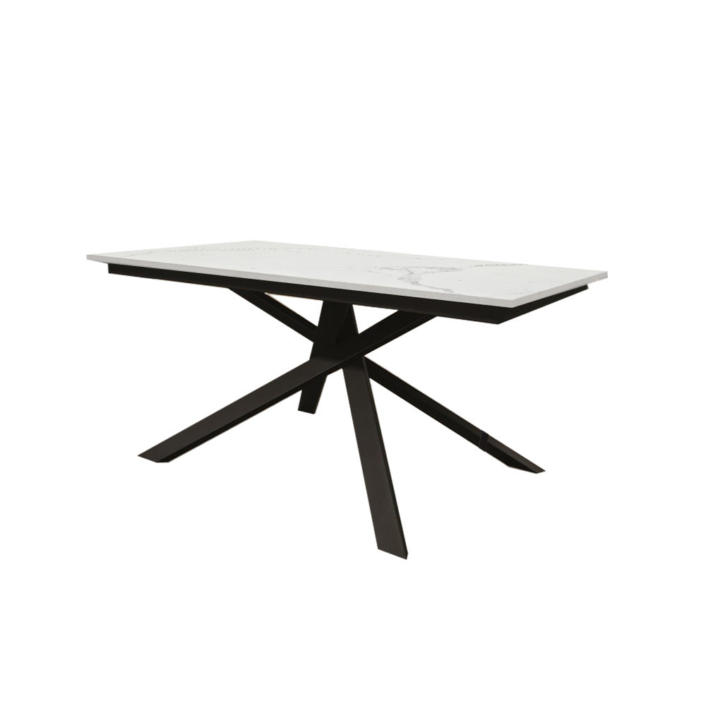 tavolo volpaia in legno, finitura marmo bianco statuario e metallo verniciato antracite, allungabile 120×80 cm – 170×80 cm,...