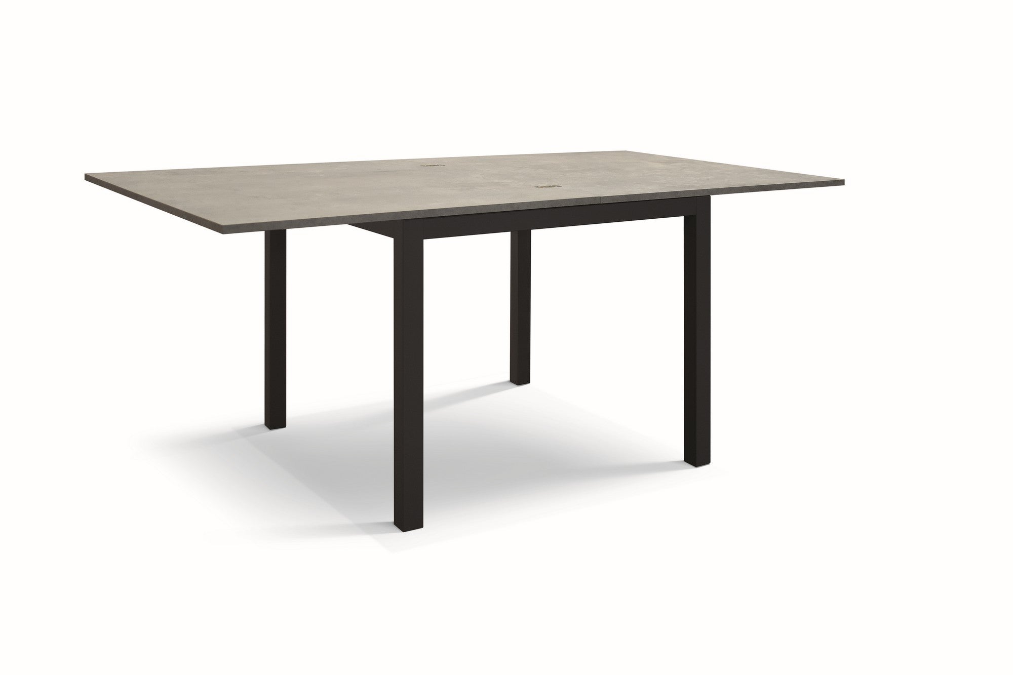 tavolo tropea in legno, finitura grigio cemento e metallo verniciato antracite, allungabile 90×90 cm – 180×90 cm, dettaglio...