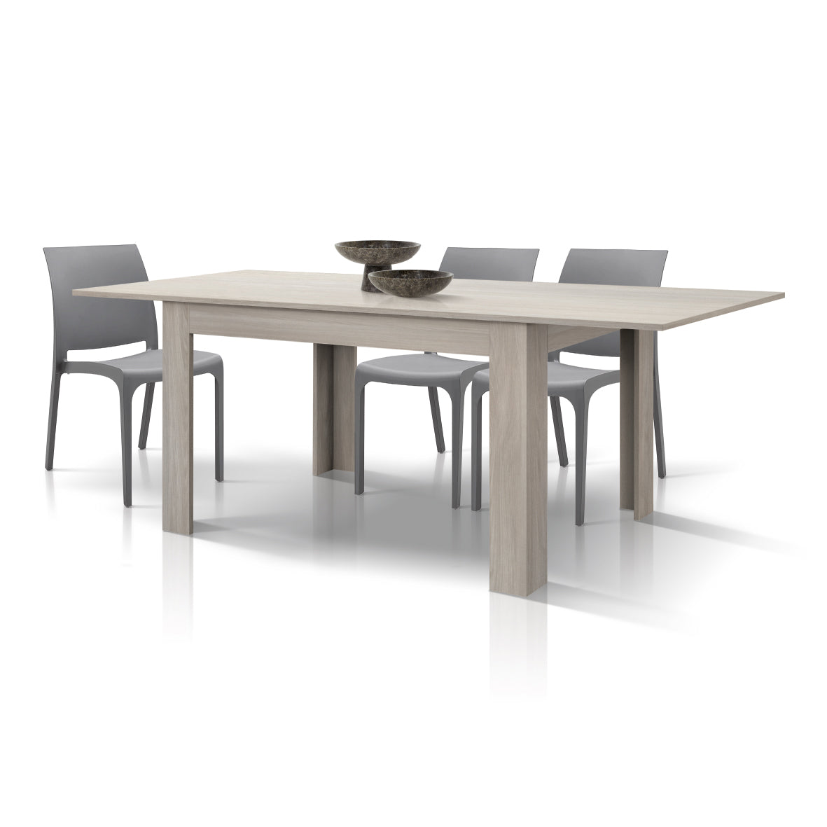 tavolo lipari finitura olmo perla allungabile 120×80 cm – 170×80 cm, dettaglio della struttura in legno o metallo