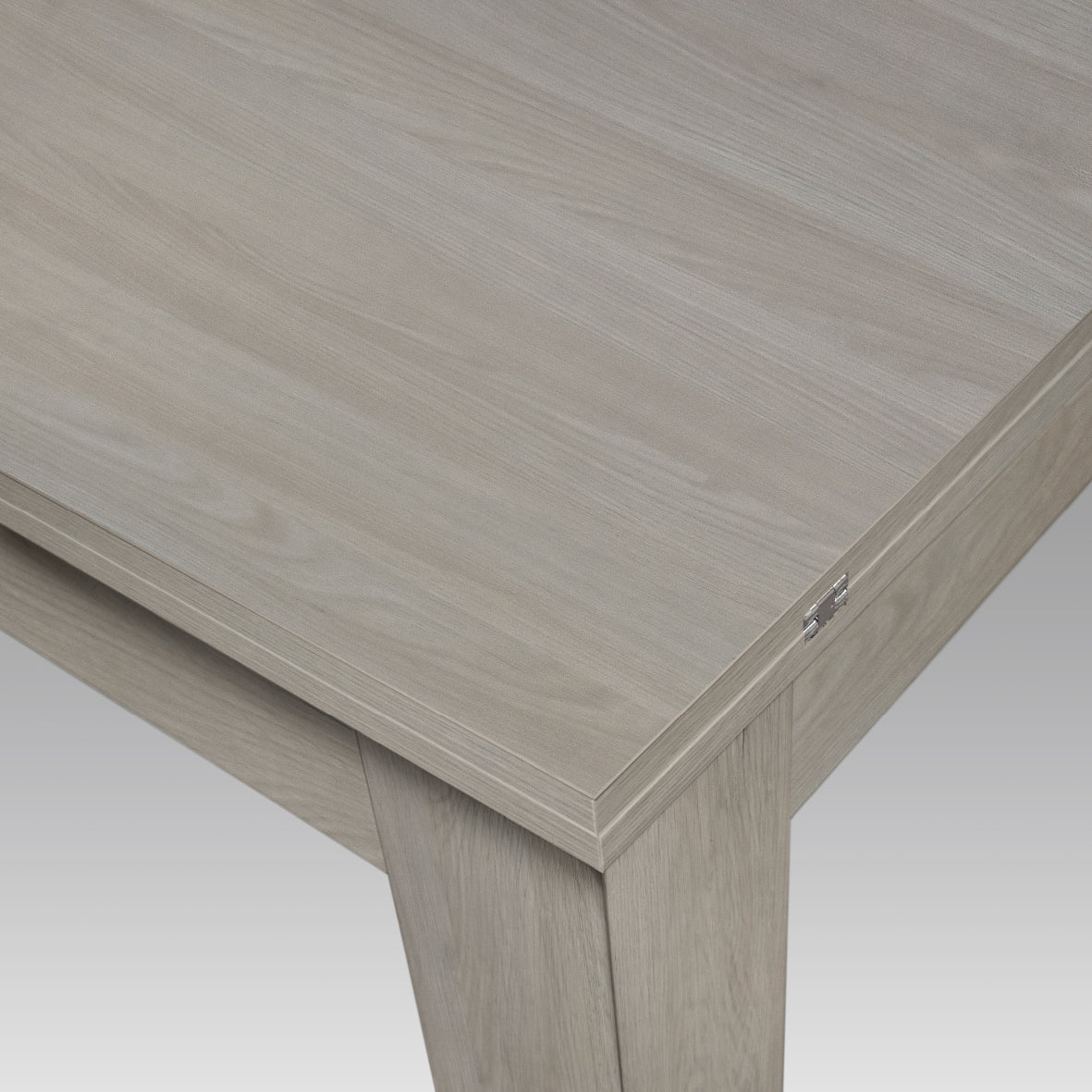 tavolo lipari finitura olmo perla allungabile a libro 90×90 cm – 180×90 cm, vista ambientata con sedie abbinate