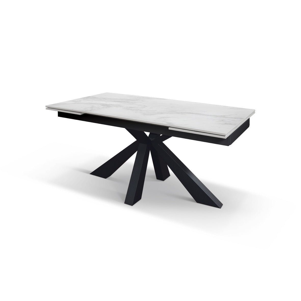 tavolo beverly hills in vetroceramica effetto marmo statuario e metallo verniciato antracite, allungabile 160×90 cm – 240×90...