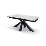 tavolo beverly hills in vetroceramica effetto marmo statuario e metallo verniciato antracite, allungabile 160×90 cm – 240×90...