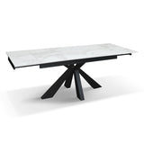 tavolo beverly hills in vetroceramica effetto marmo statuario e metallo verniciato antracite, allungabile 160×90 cm – 240×90...