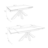 tavolo beverly hills in vetroceramica effetto marmo statuario e metallo verniciato antracite, allungabile 160×90 cm – 240×90...