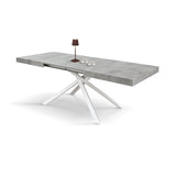 tavolo forte dei marmi grigio cemento allungabile con base bianca 160×90 cm – 240×90 cm, dettaglio della struttura in legno...