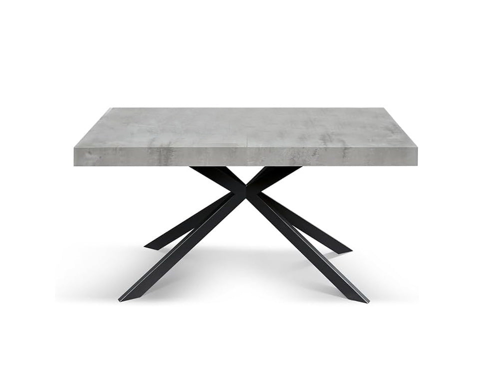 tavolo camaiore in legno, finitura grigio cemento e base a x in metallo antracite, allungabile 160×90 cm – 240×90 cm, tavolo...