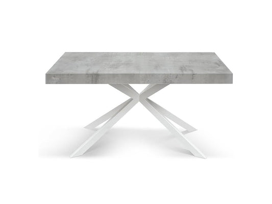 tavolo camaiore in legno, finitura grigio cemento e base a x in metallo bianco, allungabile 160×90 cm – 240×90 cm, tavolo...