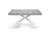 tavolo camaiore in legno, finitura grigio cemento e base a x in metallo bianco, allungabile 160×90 cm – 240×90 cm, tavolo...