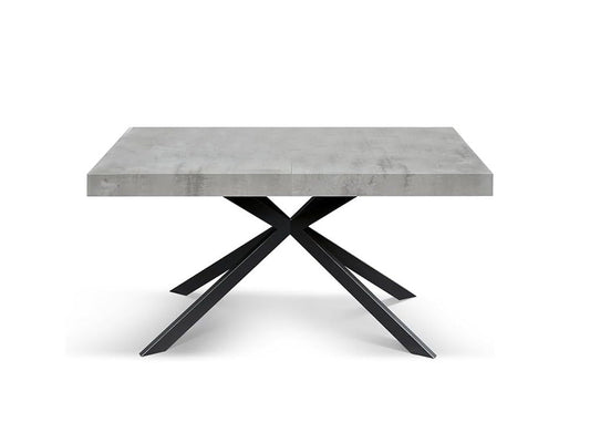 tavolo camaiore in legno, finitura grigio cemento e base a x in metallo antracite, allungabile 140×90 cm – 220×90 cm, tavolo...