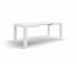 tavolo barolo in legno, finitura bianco frassinato, allungabile 120×80 cm – 200×80 cm, dettaglio della struttura in legno o...