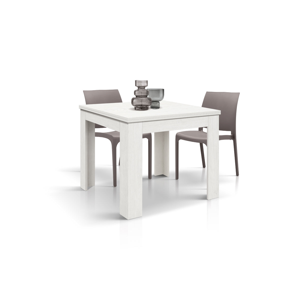 tavolo lipari finitura bianco frassinato allungabile a libro 90×90 cm – 180×90 cm, tavolo elegante adatto a sala da pranzo o...