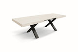 tavolo allungabile amalfi in legno bianco frassinato e gambe a x antracite, allungabile 180×90 cm – 260×90 cm, dettaglio...