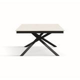 tavolo volpaia in legno, finitura bianco frassinato e base in metallo verniciato antracite, allungabile 140×80 cm – 190×80...