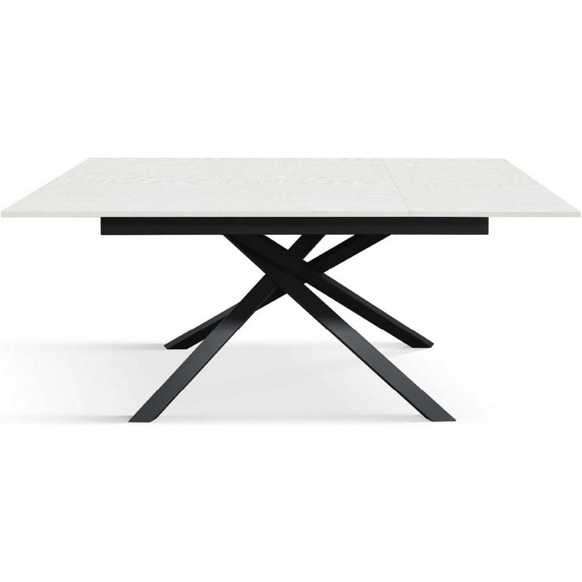 tavolo volpaia in legno, finitura bianco frassinato e base in metallo verniciato antracite, allungabile 140×80 cm – 190×80...