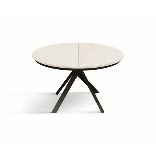 tavolo rotondo pantelleria in legno effetto bianco frassinato con gambe incrociate in metallo antracite, allungabile ⌀120 cm...