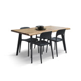 Tavolo ALICUDI con piano in legno finitura rovere rustico e gambe in metallo nero 160x90cm