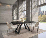 tavolo ajaccio in vetroceramica effetto marmo nero con gambe a piramide in metallo antracite, allungabile 160×90 cm – 240×90...