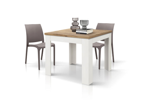 tavolo lipari finitura rovere allungabile a libro 90×90 cm – 180×90 cm, tavolo elegante adatto a sala da pranzo o cucina