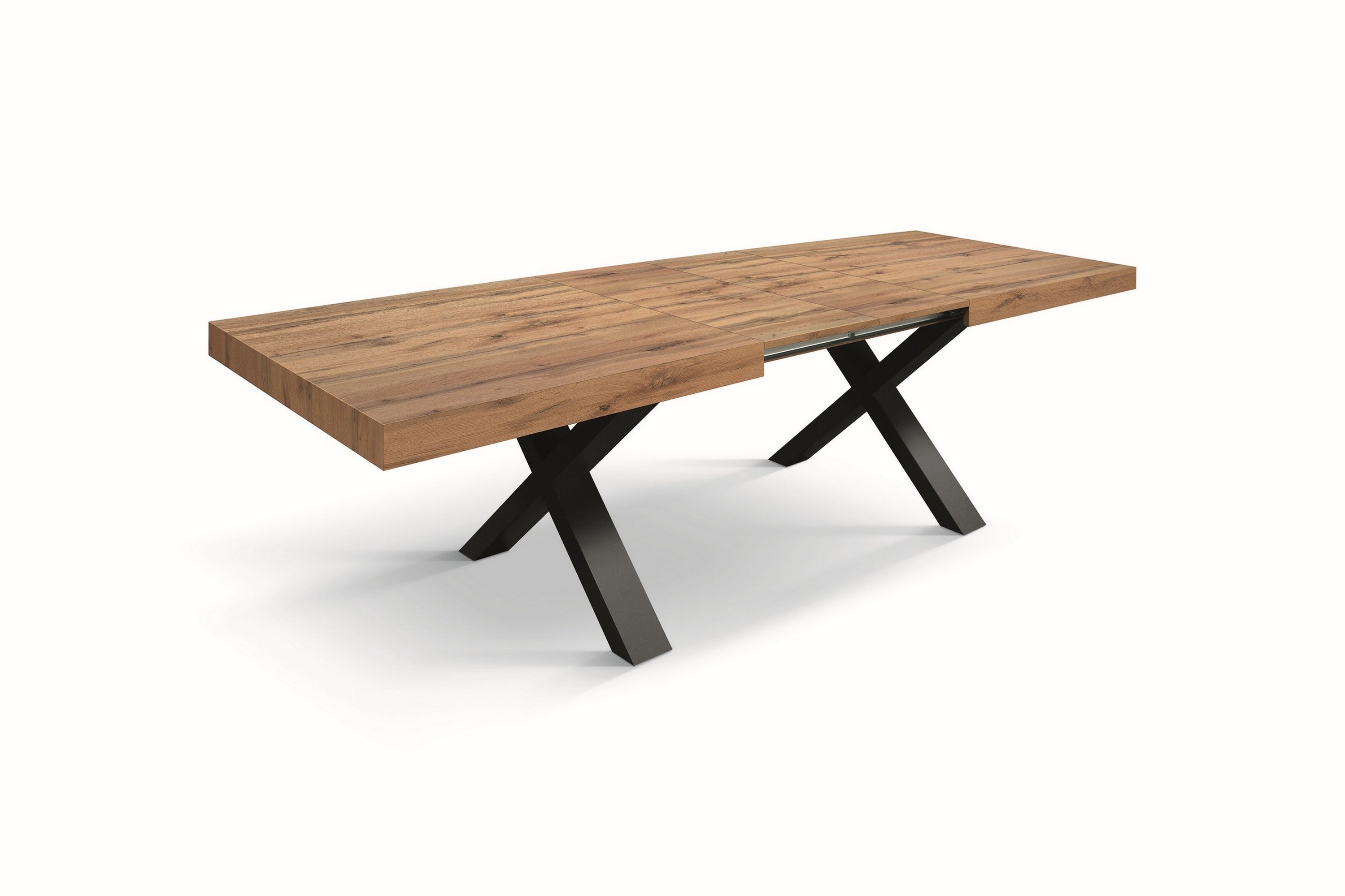 tavolo allungabile amalfi in legno effetto rovere rustico e gambe a x antracite, allungabile 160×90 cm – 240×90 cm,...