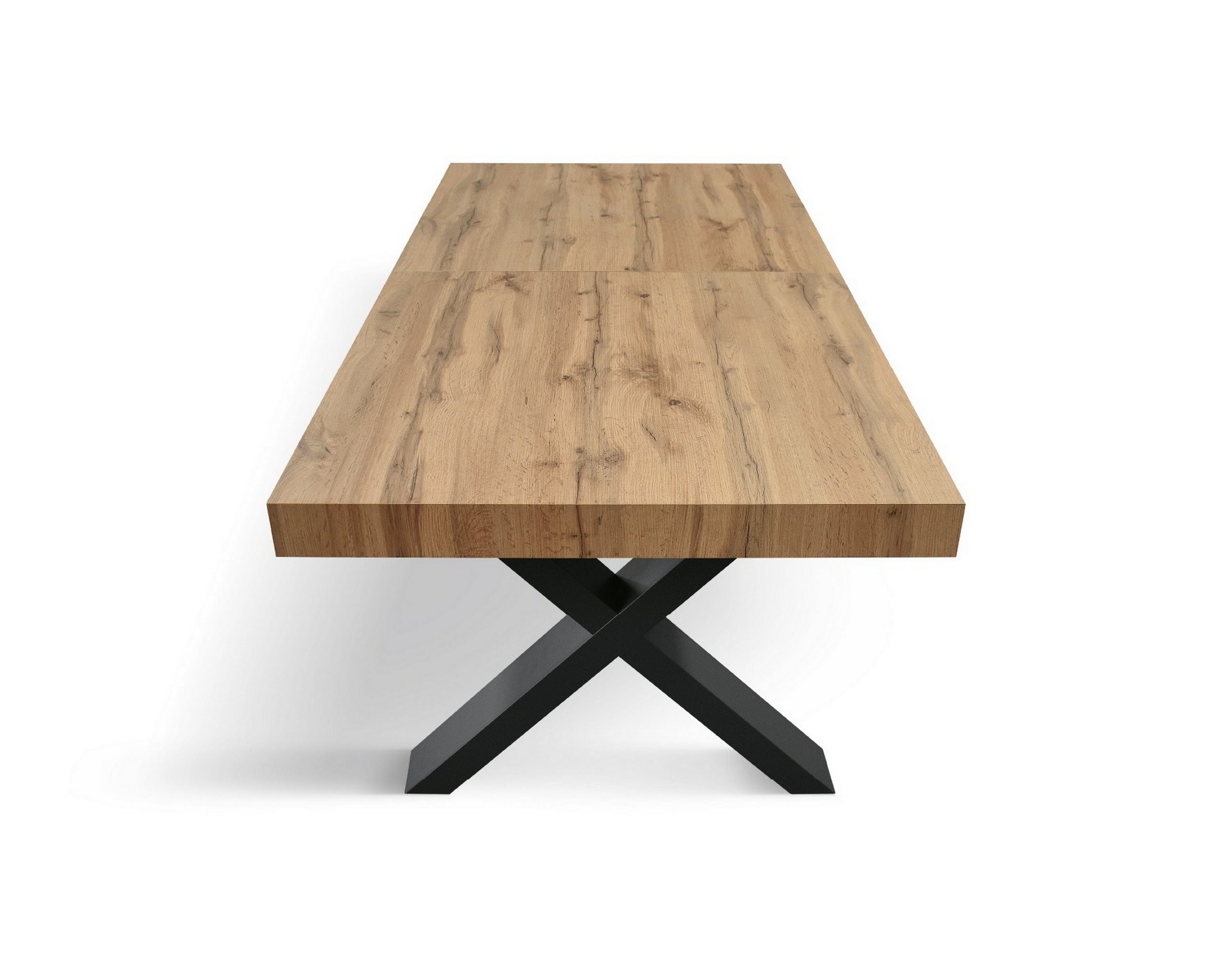 tavolo allungabile amalfi in legno effetto rovere rustico e gambe a x antracite, allungabile 180×90 cm – 260×90 cm, design...