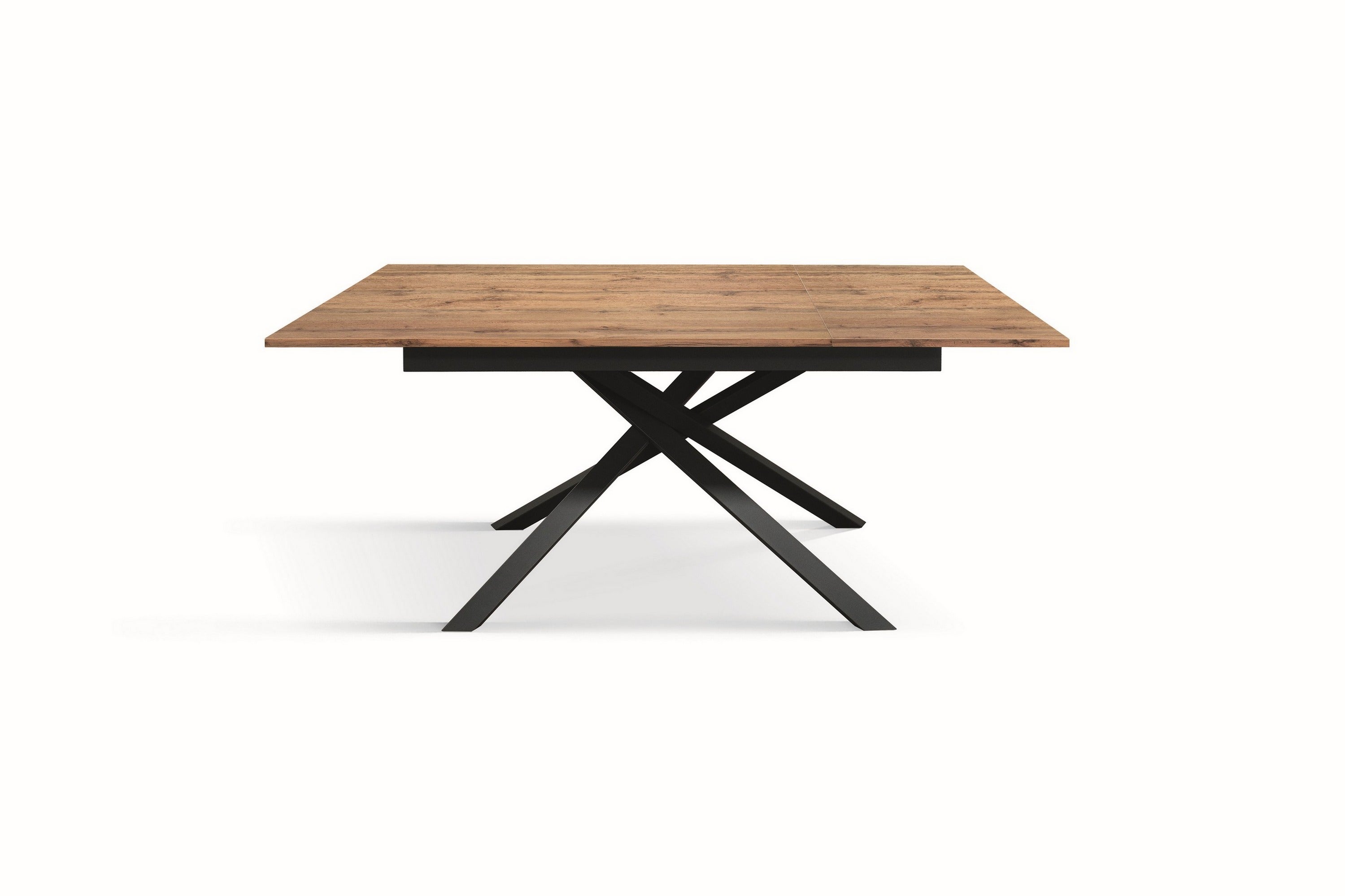 tavolo volpaia in legno, finitura rovere rustico e base in metallo verniciato antracite, allungabile 120×80 cm – 170×80 cm,...