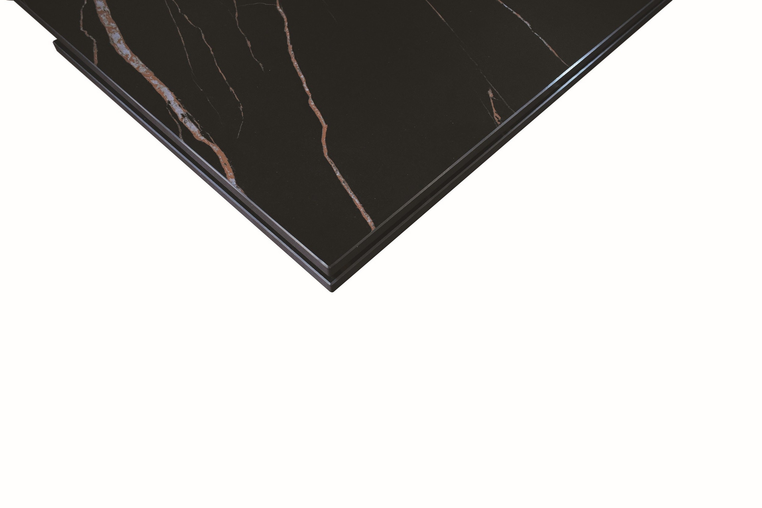 tavolo figari in vetroceramica matt golden nero con gambe a x in metallo bronzo, allungabile 180×90 cm – 260×90 cm,...