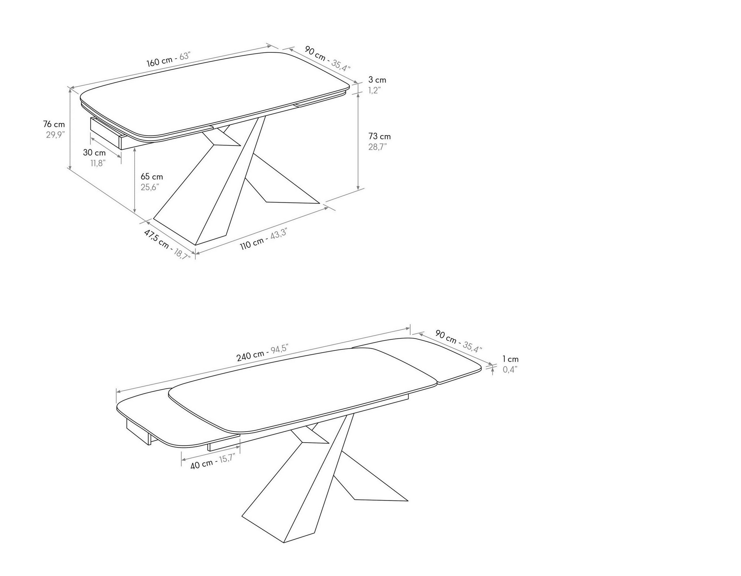 tavolo figari in vetroceramica matt golden nero con gambe a x in metallo bronzo, allungabile 160×90 cm – 240×90 cm,...