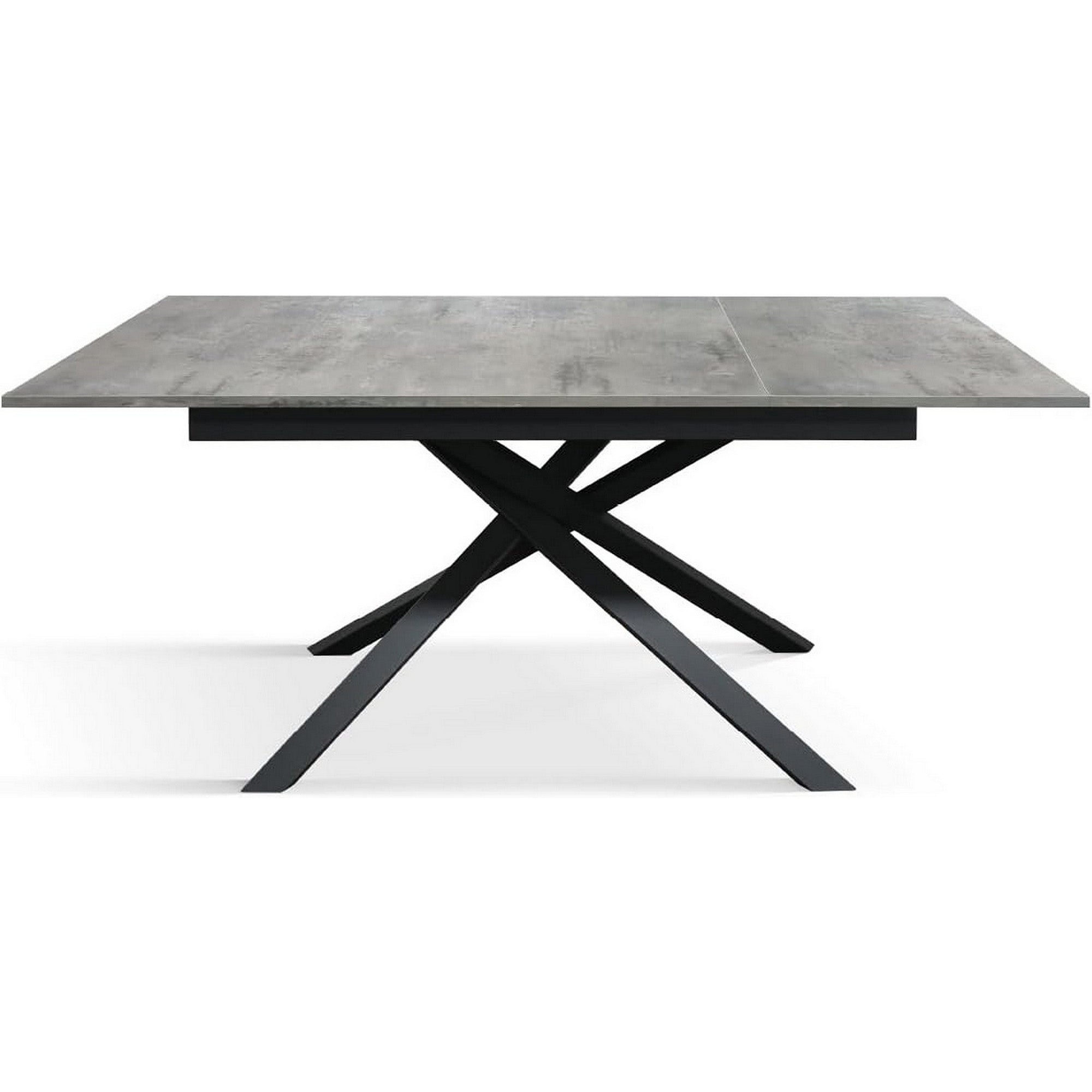 tavolo volpaia in legno, finitura grigio cemento e base in metallo verniciato antracite, allungabile 120×80 cm – 170×80 cm,...