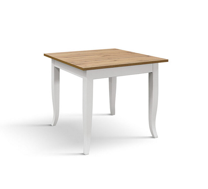 tavolo rimini in legno finitura rovere rustico e struttura in legno bianco 80×80 cm, tavolo elegante adatto a sala da pranzo...