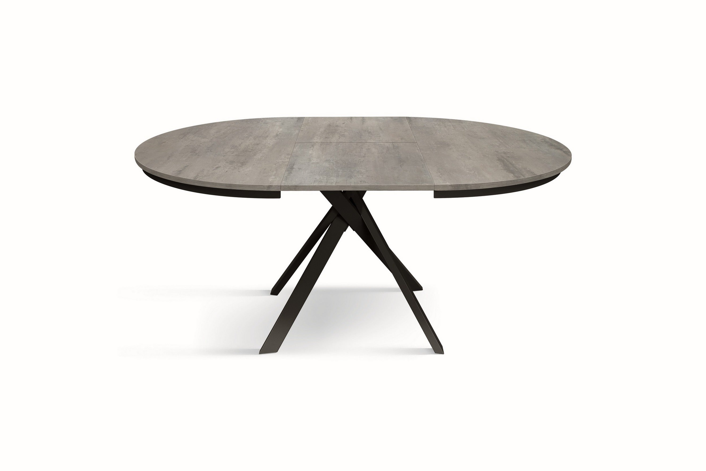 tavolo rotondo pantelleria in legno effetto grigio cemento con gambe incrociate in metallo antracite, allungabile ⌀120 cm –...