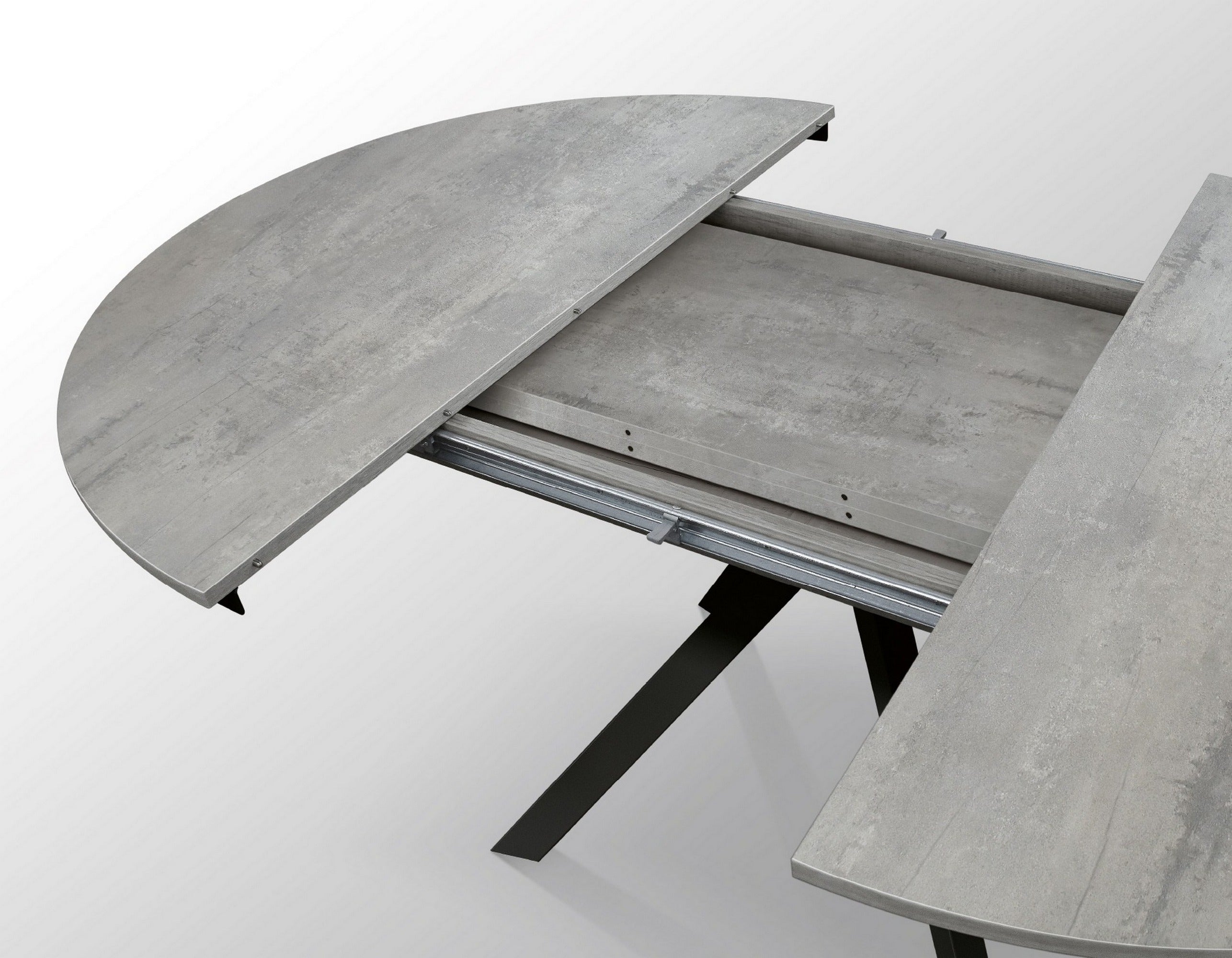 tavolo rotondo pantelleria in legno effetto grigio cemento con gambe incrociate in metallo antracite, allungabile ⌀120 cm –...