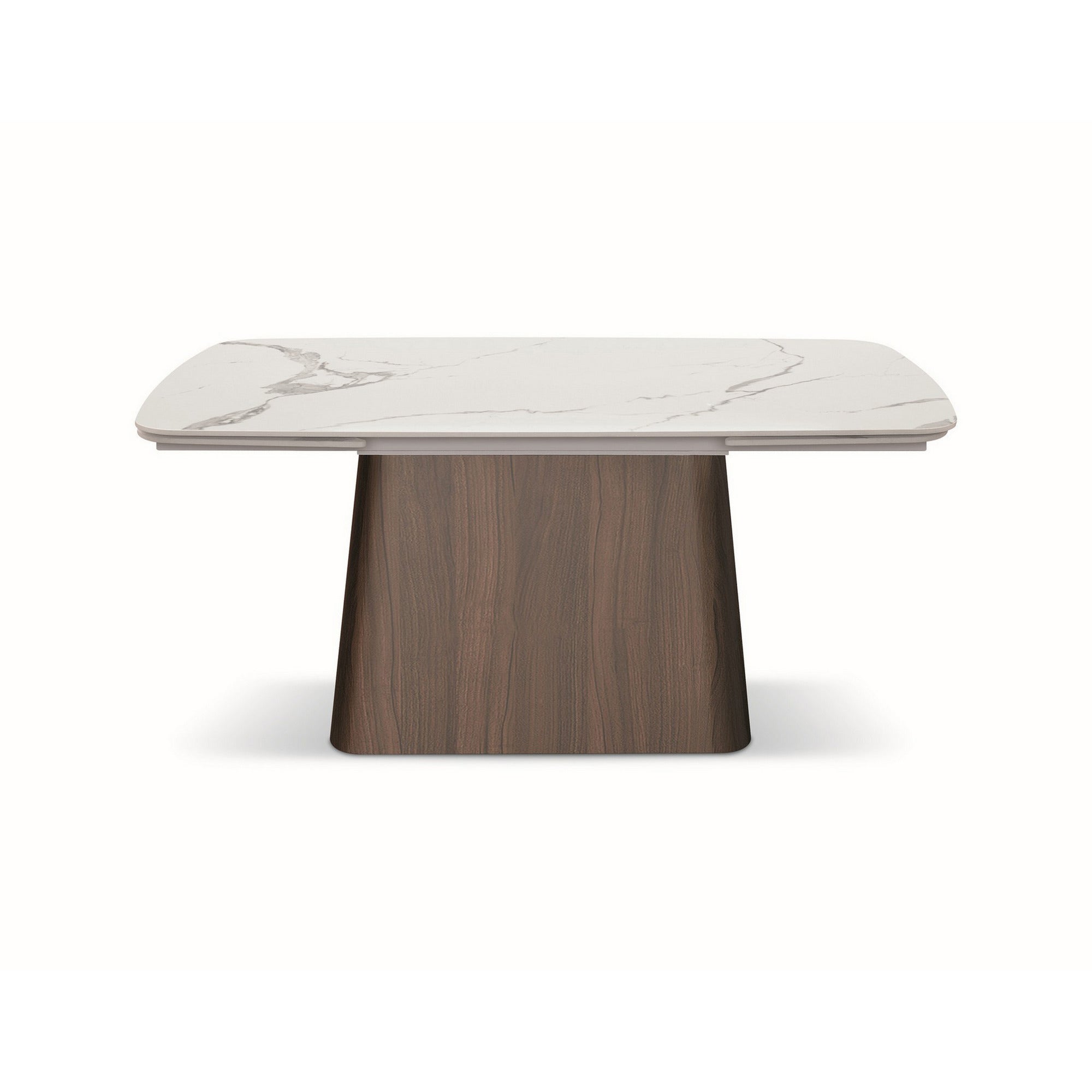 tavolo malta in vetroceramica effetto marmo statuario, allungabile con base noce 160×90 cm – 240×90 cm, tavolo elegante...