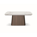 tavolo malta in vetroceramica effetto marmo statuario, allungabile con base noce 160×90 cm – 240×90 cm, tavolo elegante...