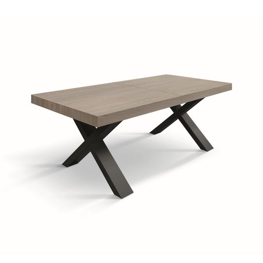 tavolo allungabile amalfi in legno effetto olmo perla e gambe a x antracite, allungabile 160×90 cm – 240×90 cm, tavolo...