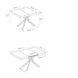 tavolo forte dei marmi in legno, finitura rovere rustico e gambe incrociate in metallo antracite, allungabile 95×90 cm – 145...