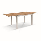 tavolo positano in legno effetto rovere e gambe bianche, allungabile 140x80 cm – 220×90 cm, dettaglio della struttura in...