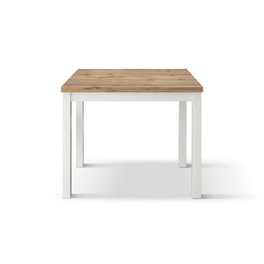 tavolo positano in legno effetto rovere e gambe bianche, allungabile a libro 90×90 cm – 180×90 cm, tavolo elegante adatto a...