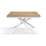 tavolo volpaia in legno, finitura rovere rustico e base in metallo verniciato bianco, allungabile 120×80 cm – 170×80 cm,...