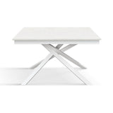 tavolo volpaia in legno, finitura bianco frassinato e base in metallo verniciato bianco, allungabile 120×80 cm – 170×80 cm,...