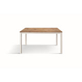 tavolo tropea in legno, finitura rovere rustico e base in metallo verniciato bianco, allungabile 160×90 cm – 210×90 cm,...