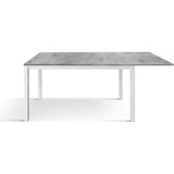 tavolo tropea in legno, finitura grigio cemento e base in metallo verniciato bianco, allungabile 140×80 cm – 190×80 cm,...