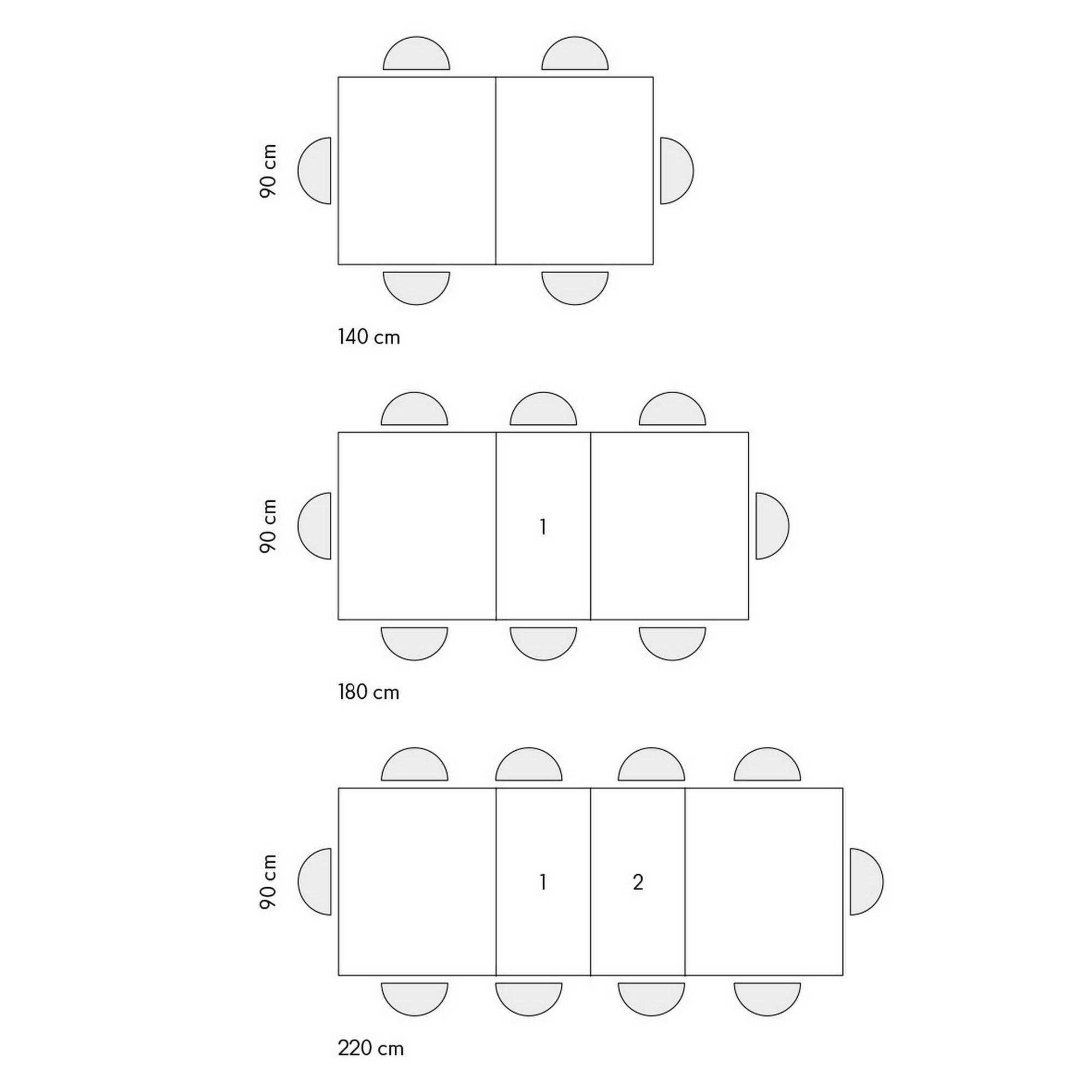 tavolo cinquale in legno, finitura bianco frassinato con gambe in metallo antracite, allungabile 140×90 cm – 220×90 cm,...