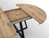 tavolo rotondo pantelleria in legno effetto rovere rustico con base a x in metallo antracite, allungabile ⌀120 cm – ⌀170 cm,...