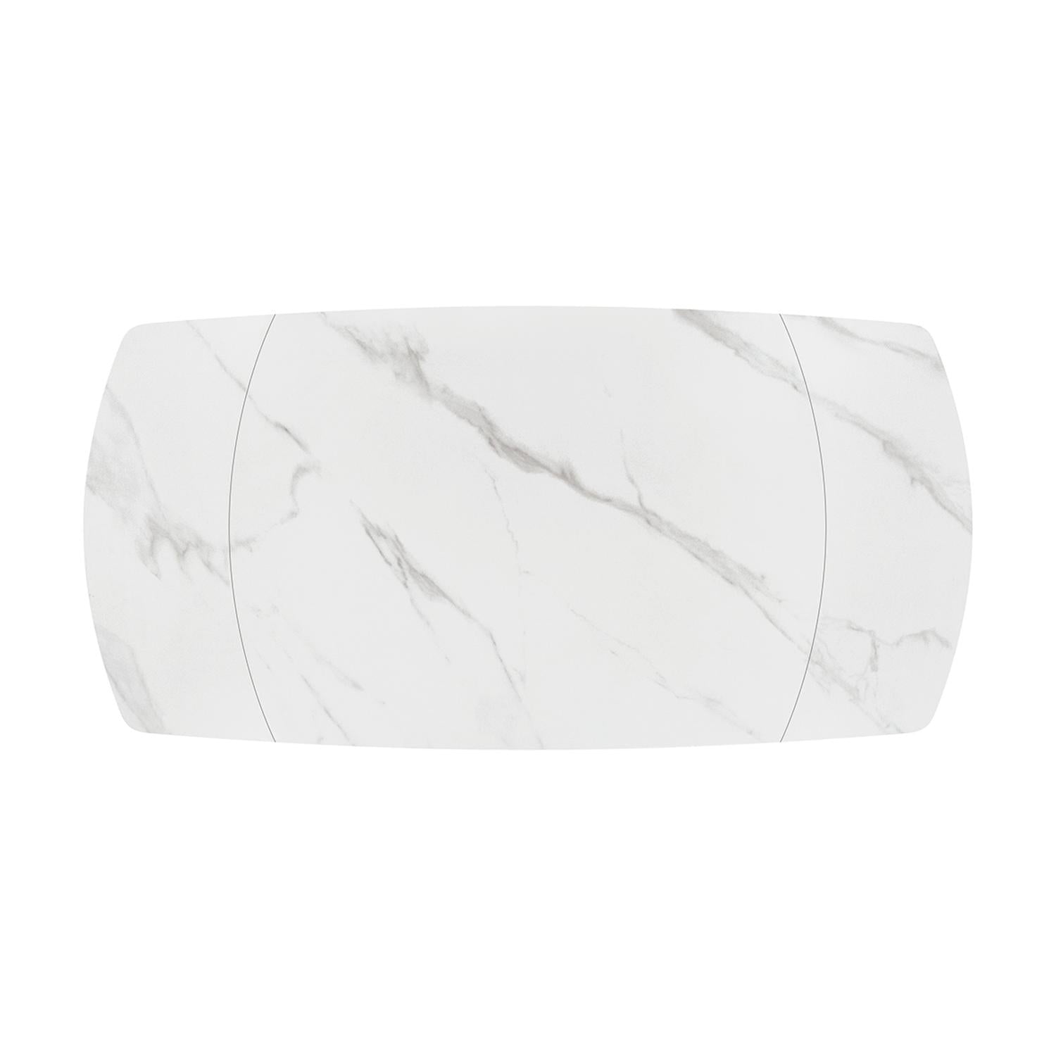 tavolo bonifacio in ceramica bianco statuario e base in metallo verniciato nero, allungabile 120×88 cm – 180×88 cm, tavolo...