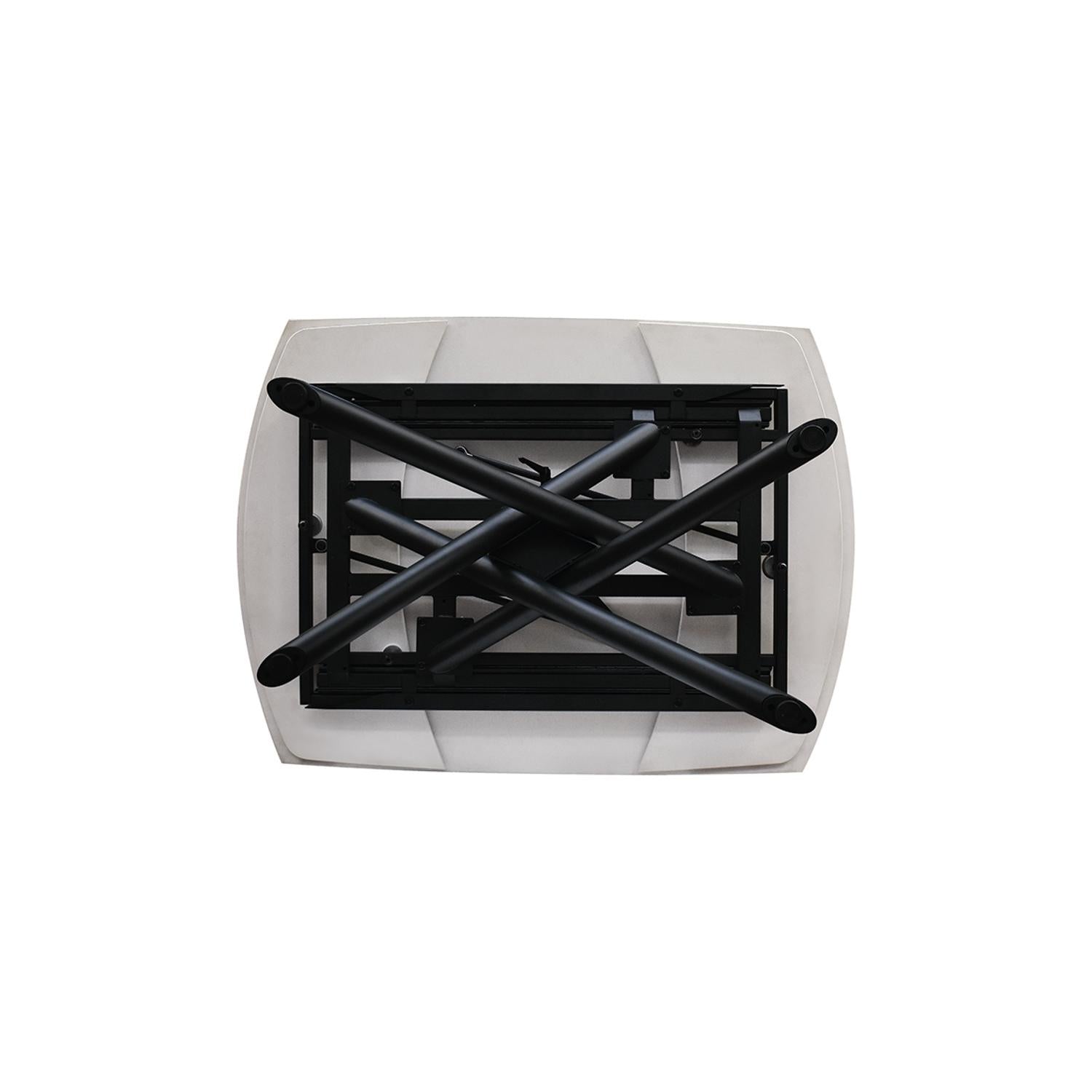 tavolo bonifacio in ceramica bianco statuario e base in metallo verniciato nero, allungabile 120×88 cm – 180×88 cm, perfetto...