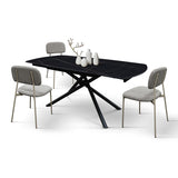 tavolo bonifacio in ceramica nero sahara e base in metallo verniciato nero, allungabile 120×88 cm – 180×88 cm, tavolo...