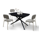 tavolo bonifacio in ceramica nero sahara e base in metallo verniciato nero, allungabile 120×88 cm – 180×88 cm, dettaglio...